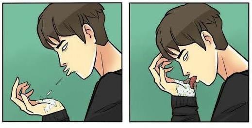 licking your saliva yourself